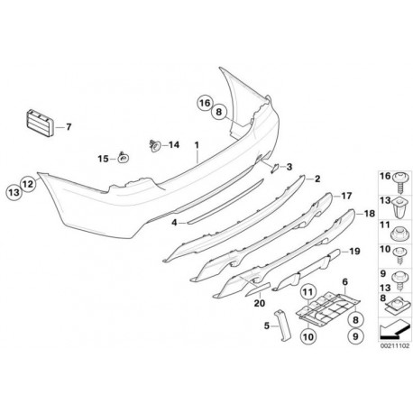 Ecran, pare-chocs, arrière d`origine BMW 335i pack M